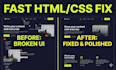 fix urgent HTML, CSS, and javascript bugs fast