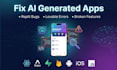 fix react native bugs, expo errors, firebase issues in mobile app