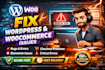 fix wordpress issues, wordpress bug fix, woocommerce errors and elementor issues