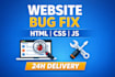 fix HTML CSS javascript bugs and responsive issues