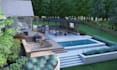 do landscape design, backyard landscape design, pool, garden design 3d rendering
