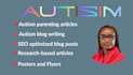 write on autism, child behavior and development content