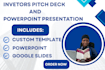 design high impact pitch decks, sales presentations and corporate slides