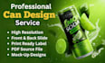 do label design, can design, bottle packaging,dink packaging with 3d mockup