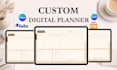 design custom editable hyperlinked digital planner, etsy planner on canva