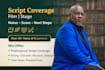 provide professional script coverage and notes for your screenplay or stageplay
