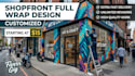create shopfront or storefront, window graphics, sign board, billboard