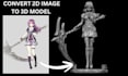 convert 2d anime character 2d art illustration 2d image into 3d printable file
