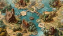 design printable 2d board game map, fantasy battlemap, hex or isometric map art