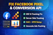 setup and fix facebook pixel, conversion API, ga4, and  ios 14 tracking with GTM