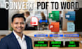 convert pdf to word, excel, ocr with in 3 hour