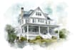 paint watercolor house portrait