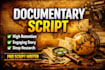 write engaging documentary script with deep research