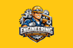 draw engineering mascot logo design with unlimited review