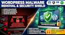 clean wordpress malware, fix redirect issues, remove blacklist, set up security
