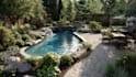 do realistic landscape, backyard, garden, pool, patio design