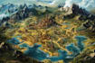illustrate medieval fantasy and sci fi maps