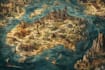 hand draw a fantasy map with digital water coloure