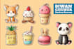 draw cute kawaii doodles, stickers illustrations