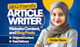 write SEO friendly articles, website content and blog posts