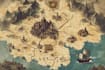 create a medieval style fantasy map illustration