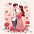 illustrate a romantic family couple portrait