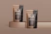 design stand up pouch packaging, product label with realistic 3d mockup render