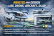analyze and design uav, drone, aircraft, quad