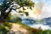 illustrate a watercolor landscape illustration
