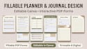 design fillable and digital planners journal and canva notebook