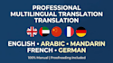 provide professional translations and proofreading in multiple languages
