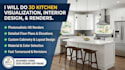 do 3d kitchen visualization, interior design and renders using 2020 software