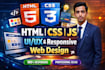 create 1 page responsive website using HTML CSS js