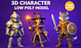 model 3d low poly character, rigging for unity unreal or roblox game