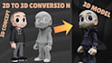 convert 2d image, sketch, or logo to 3d model for printing or games