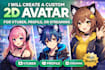 create a custom 2d avatar for vtuber, profile, or streaming