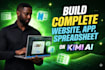 build complete website app spreadsheet on kimi ai
