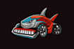 design remote controlled lawnmower sharks head logo
