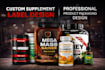vitamin supplement label, supplement bottle and box packaging design