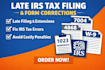 help you file late irs tax forms, extensions 7004, 4868 and fix errors fast