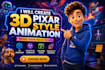 create 3d animation video, 3d character, pixar style 3d animation, 3d explainer