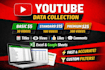youtube video data collection in excel