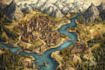 make fantasy map illustration for, novels and games
