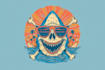 do beach skull summer shark vintage logo