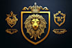 do lion, shield, crest, luxury, heraldic, classy, crown logo
