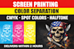 color separation for screen printing cmyk, spot and simulation within 2 hours