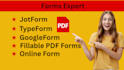 create jotform, google form, typeform, online form surveys