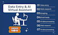 do data entry, web research, scraping, email leads and ai data processing