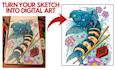 digitally recreate and enhance your hand drawn sketch