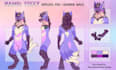 draw a detailed furry reference sheet and character design for your oc